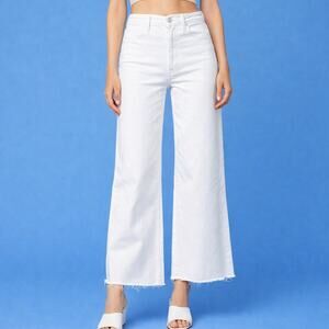 PISTOLA Penny Crop White Wide Leg Jeans Size 27 (US 4) Raw Hem